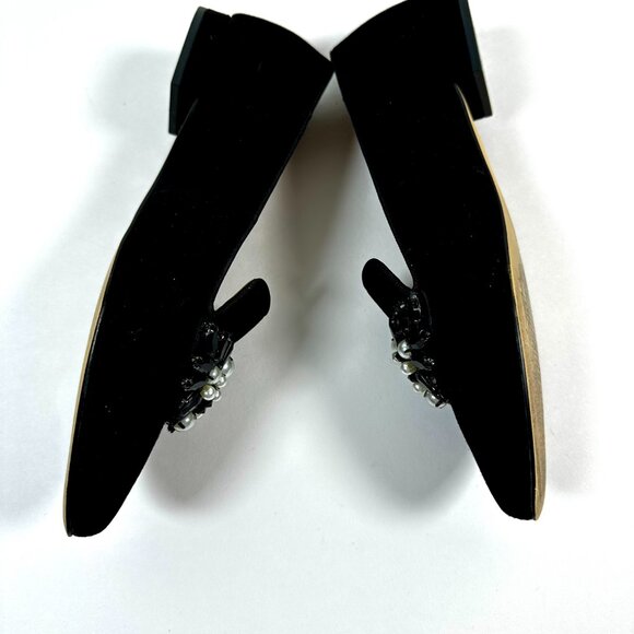 Talbots Edison Jeweled Suede Flats Black | Faux Pearl Loafers | Size 6.5 - Picture 8 of 10